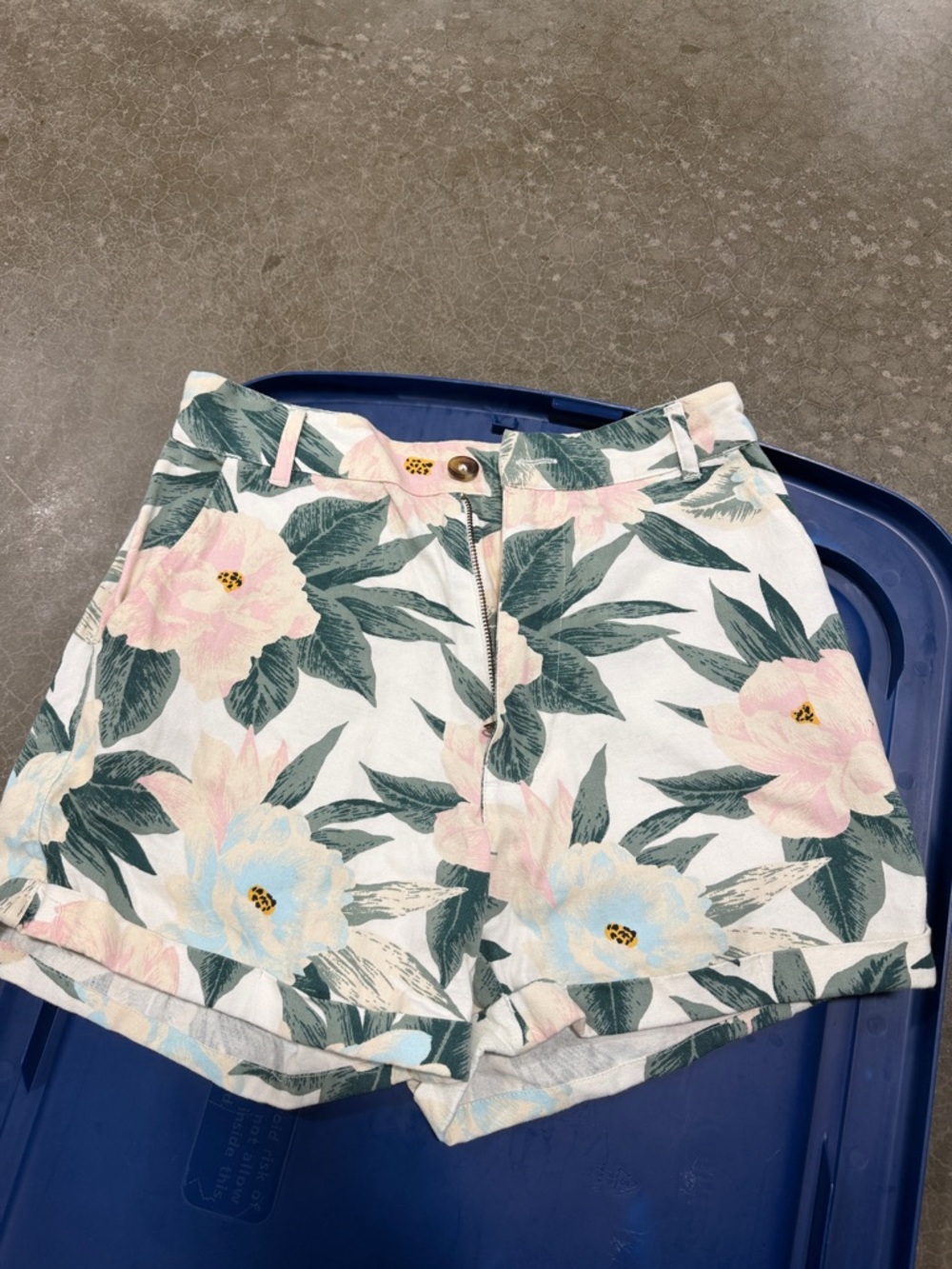 Billabong Floral High-Waist Shorts in White, Pink & Green